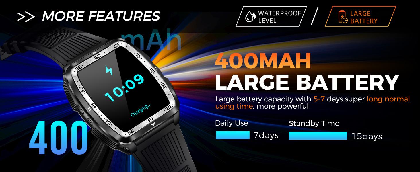 Smartwatch with LED/ UV Flashlight 5ATM Waterproof Smart Watches with Wireless Calling 100+ Sports Modes Diving Watch Multifunctional Digital Watch Gifts for Men