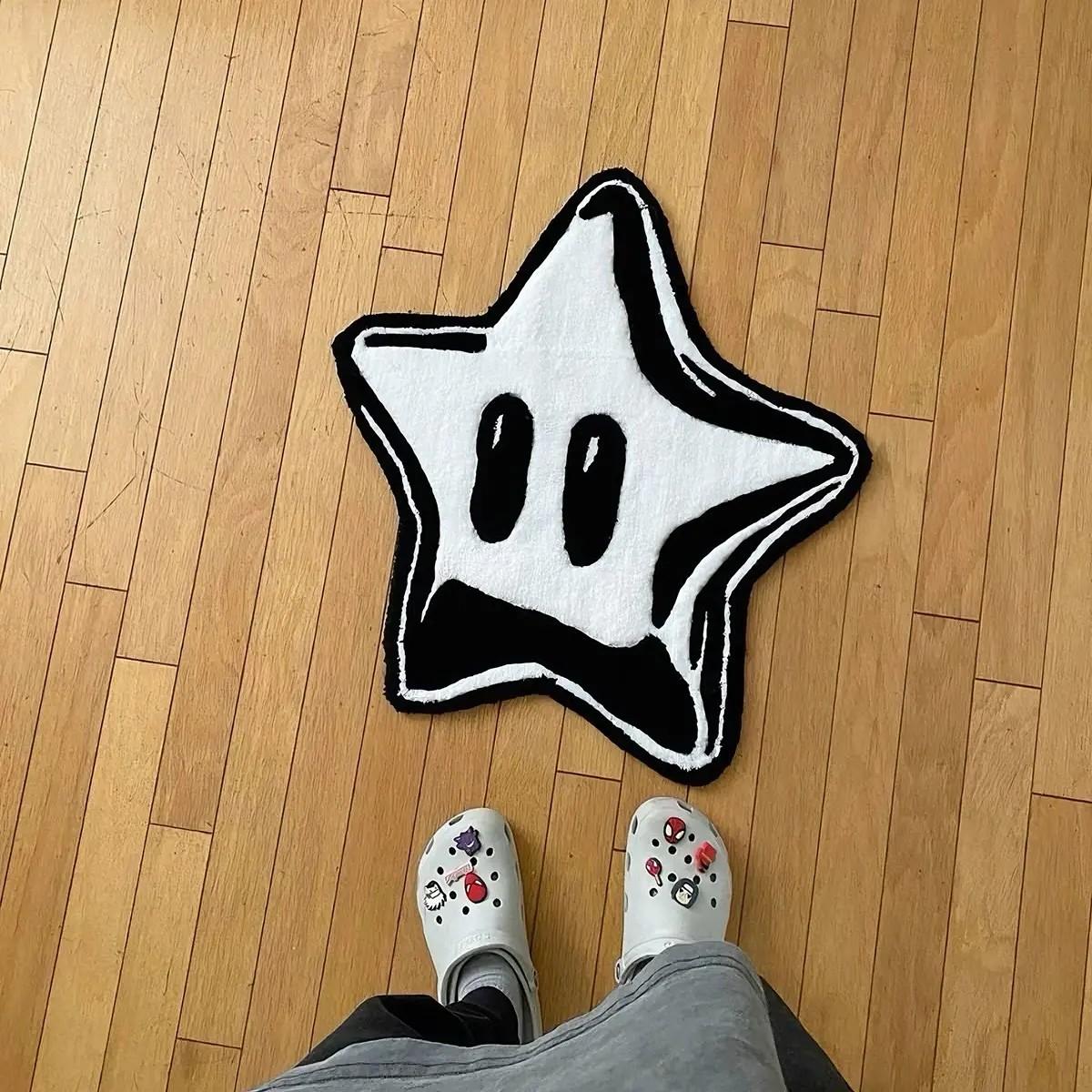 Creative Cartoon Star Pattern Carpet, Soft Comfortable Bedroom Rug, Easy Care Living Room Mat, Home Decor Floor Covering, Soft Area Rug, Decorative Rug