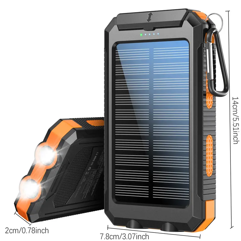 Product Introduction of 10000mAh Portable Solar Power Bank, Dual USB Output Port Waterproof Power Bank with LED Light, Solar Phone Charger Compatible with iPhone & Android #TOP PICKS 3