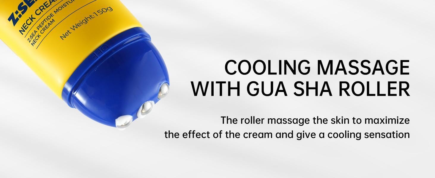 Z:SEA Neck Cream, Peptide Moisturizing Cream for Neck Firming and Tightening,   Lifting, and Wrinkle Reduction with Gua Sha Roller, 5.07 fl. oz.