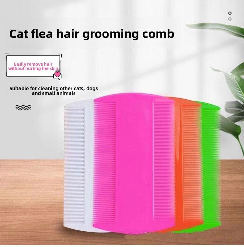 4-Piece Anti-Cavity Pet Combs, Dense Tooth Design, Plastic Material, Perfect for Dog & Cat Grooming, Lice Removal Tool