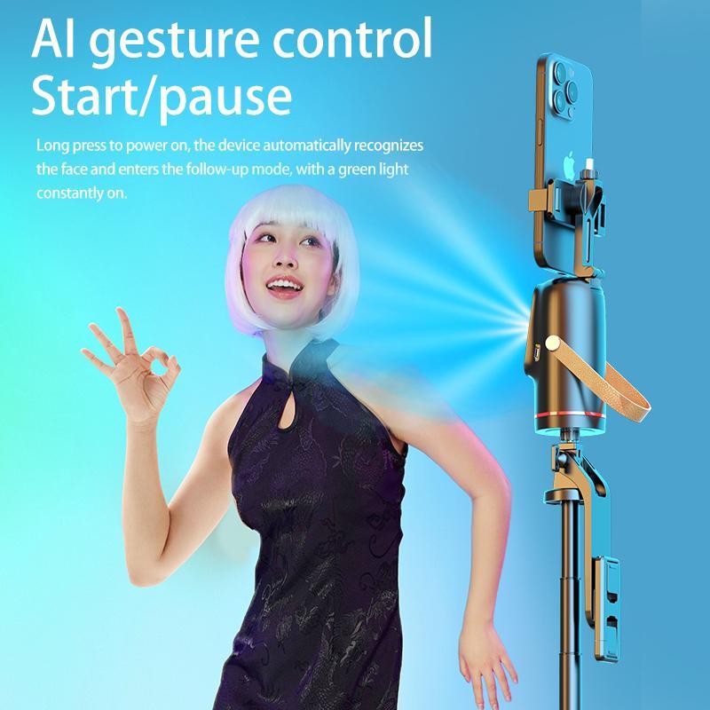 5-In-1 Smart Face Tracking Gimbal with Tripod, Wireless Selfie Remote, Light, Auto Rotation, Phone Stabilizer, Smartphone Vlogging Kit, Video Camera Accessory Kit