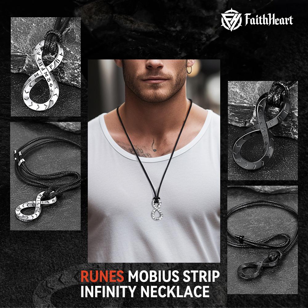 FaithHeart Mobius Rune Necklace Viking amulet with Rune Symbol for Men and Women