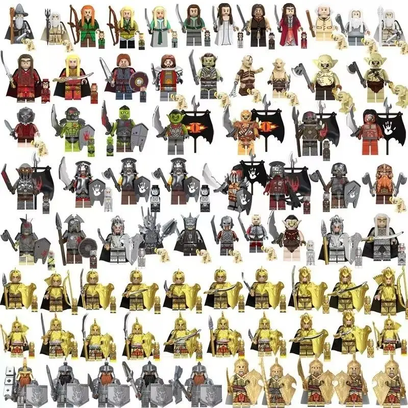 2026 hot item Mini Lord Rings Action Figures Building Block Ringwraiths Orcs Legion Elf King Princ Knight Dwarf Wizard Movie Characters Bricks Popular toys