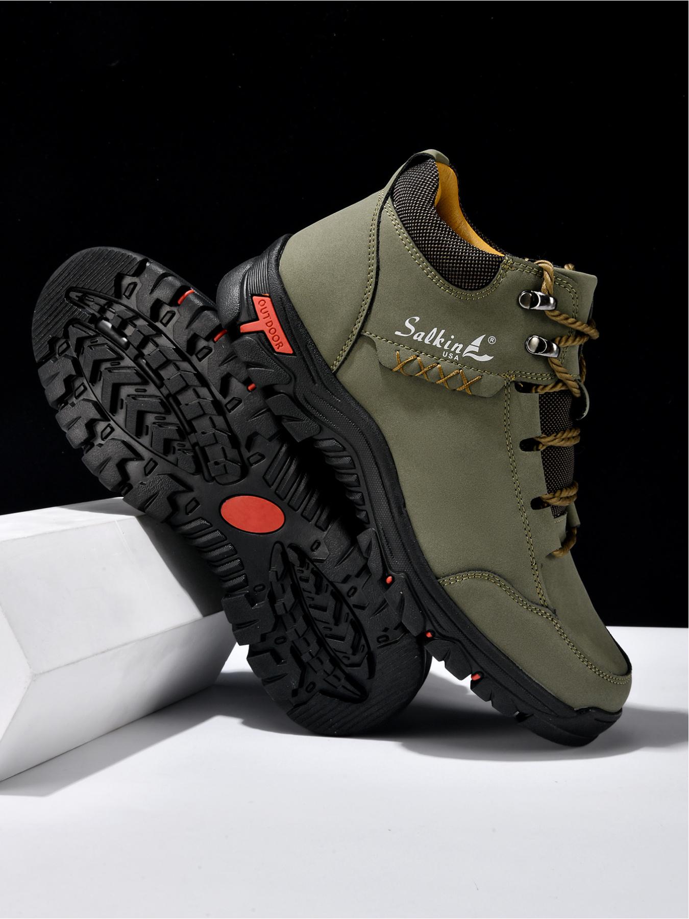 Men's High-Top Outdoor Hiking Boots, Non-Slip Wear-Resistant Work Boots, Lightweight Casual Trekking Shoes