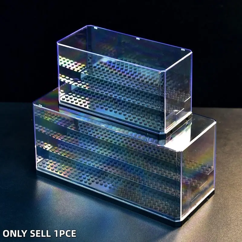 Acrylic Block Doll Display Box, 3-Layer Step Square Independent Transparent Toy Block Display Storage Box, Dustproof Doll Display Stand, Storage Case for Collectible Figurines and Collectibles