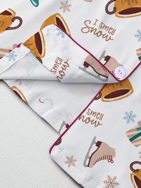 【Christmas Pajamas】Women's Christmas Pajama Set, Cozy Chic Long Sleeve Top & Elastic Waist Pants, Fitted Winter Sleepwear, Perfect Holiday Gift, Loungewear