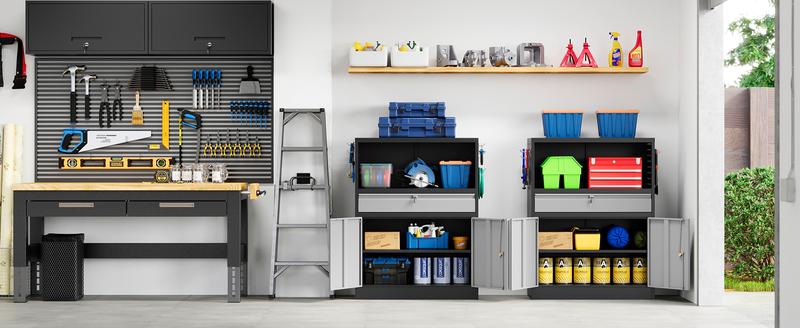 Letaya Metal Garage Storage Cabinet with Locking Doors and Adjustable Shelves, Tool Storage Cabinet with 1 Drawer - 41" Steel Locking Cabinet for Garage,Warehouse