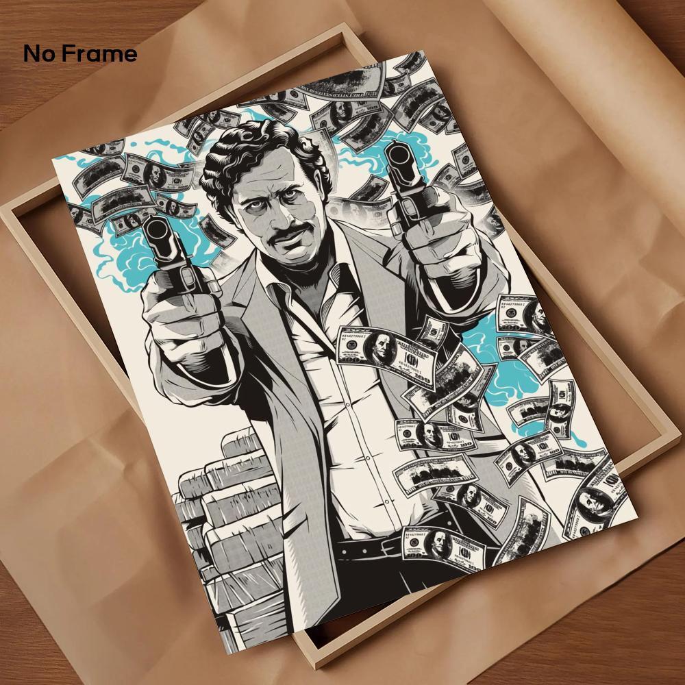 Classic Movie P-Pablo E-Escobar Poster HD Sticky Waterproof Wall Art | High Quality Print Aesthetic Home Living Bedroom Bathroom hallway Decor Trendy Room Decoration | Multiple Size Options Available