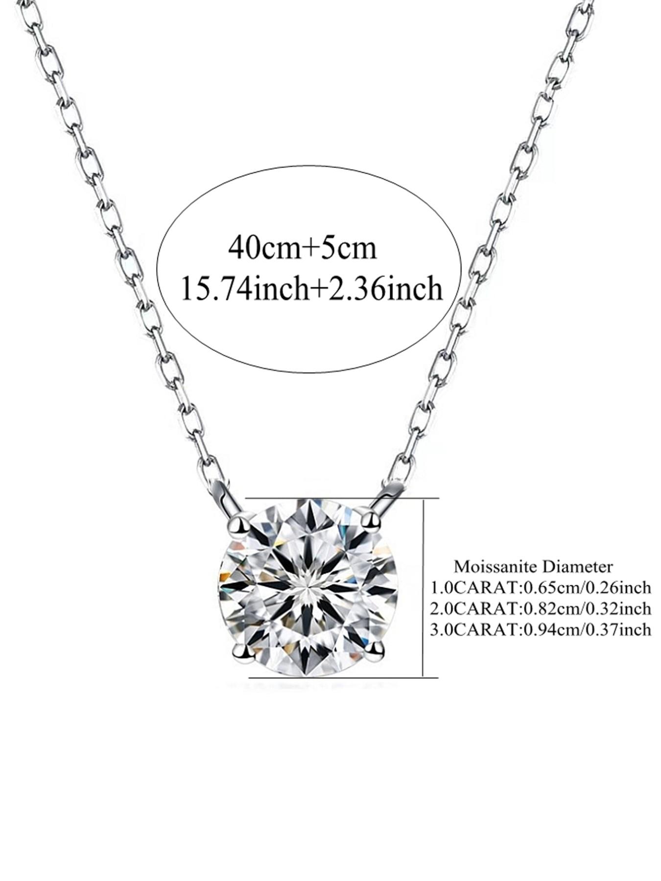 A pair of moissanite Pendant Necklace, D Color 1-3 Carat Lab-Grown Diamond, 925 Sterling Silver Jewelry, Perfect for Wedding and Engagement