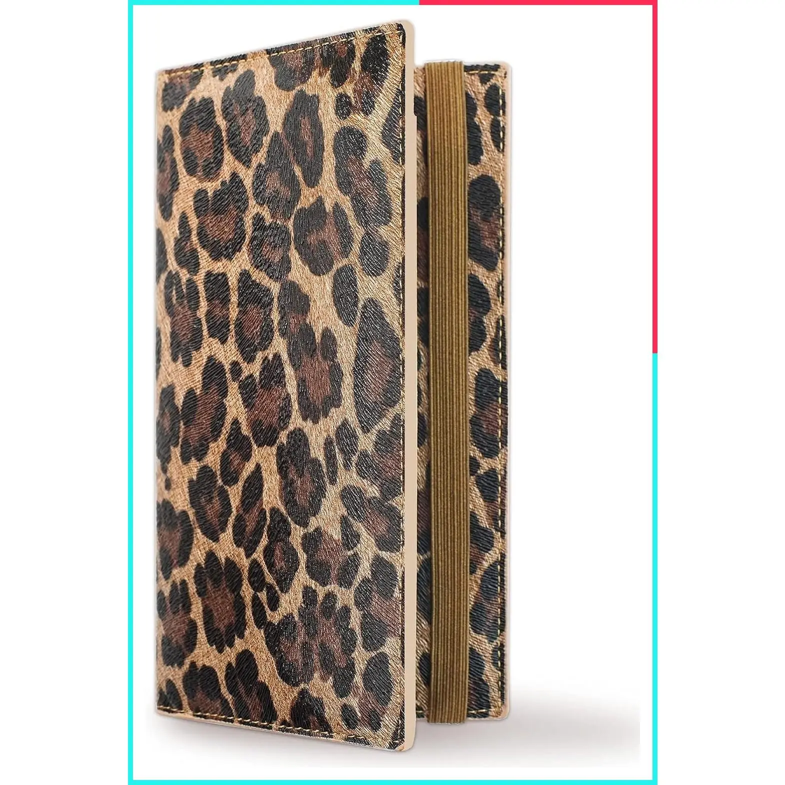 Women's Dark Leopard Checkbook Cover - Premium Vegan Leather Holder for Personal Checks, Slim Design with Pen Loop, Clear Divider, Fits Top & Side-Tear Duplicate Checks