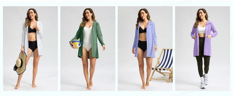 G Gradual Women's UPF 50+ Sun Protection Swim Crochet Bikini Cover Up Hoodie Long Jacket SPF Lightweight Beach Cover Ups for Women