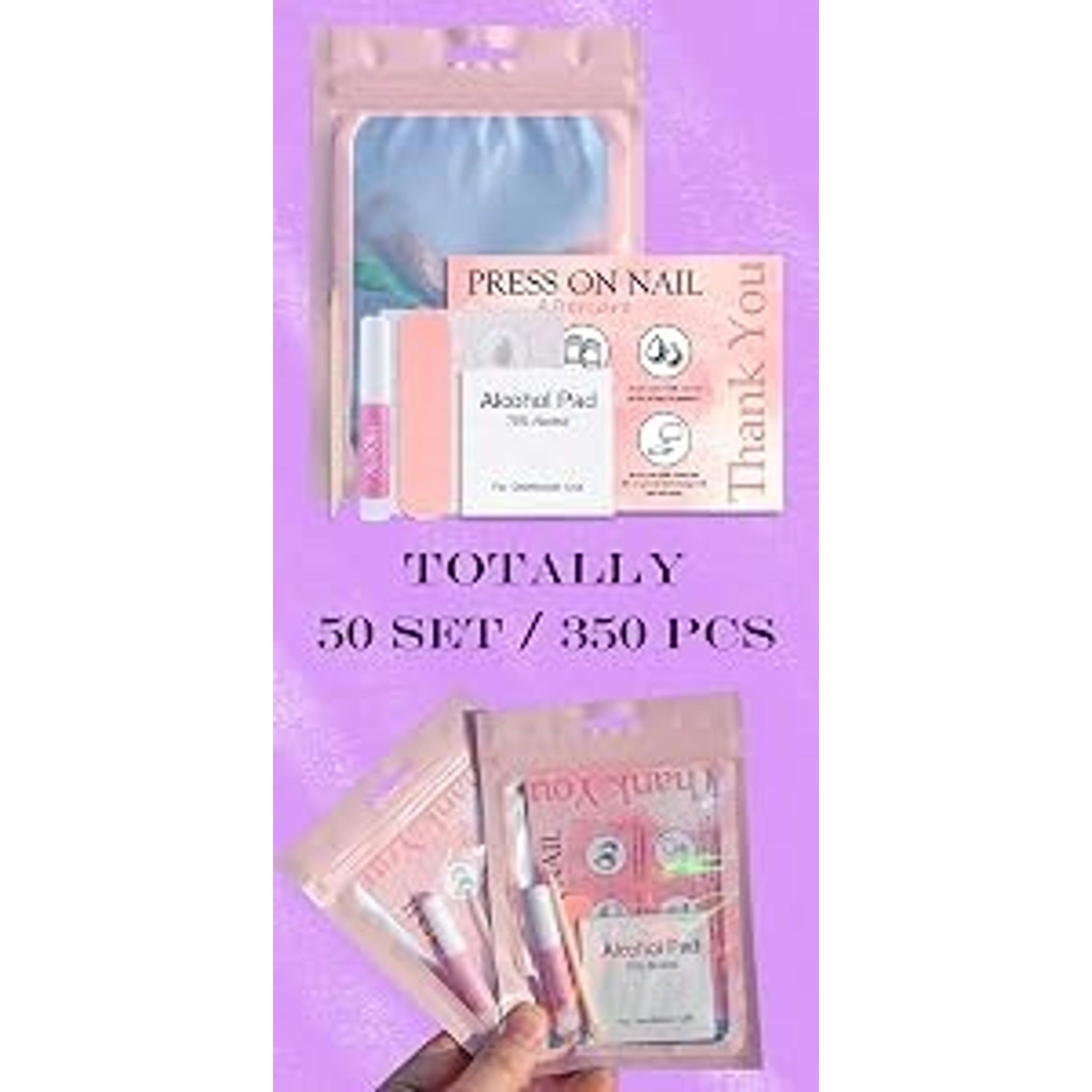 Disposable Nail Supplies Kit, Professional Manicure Press-On Nail Tool Set with Nail File, Adhesive Tabs, Nail Glue, Sticks, Prep Pads, Bags, and Cards for Nail Business (140pcs, 20 Sets, Pink)Gift