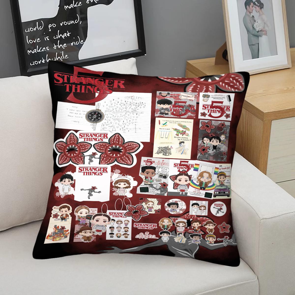 Stranger Things Pattern Throw Pillow, Soft And Comfortable Printed Design, Unique Print, Suitable For Living Room Sofa, Bedroom Headboard Pillow, And Office Nap