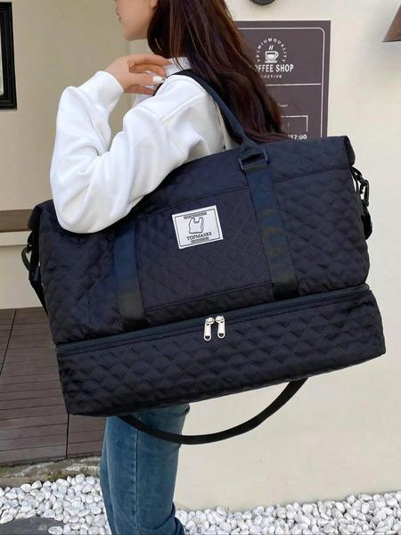 Fashion Simple and Versatile Solid Color Women's Bag, Unisex Travel Bag with Zipper and Shoe Bag, Lightweight Outdoor Activity Shoulder Bag Multi-functional Travel Organizer and Gift Idea, Travel Essentials Bag, Two-piece Set with Small Bag