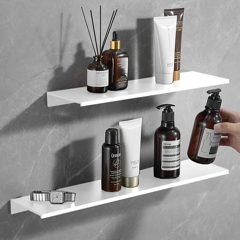 30/40/50cm Wall Shelf Metal Bathroom Floating Shelves, No Drill Mirror Shower Organizer, Living Room Kitchen Storage Ledge, Wall Mounted Shelf