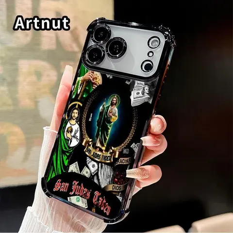 Saint and Dollars Pattern Shock-Absorbing Protective Smartphone Case - Protective Casing Protector for iPhone 18 Pro Max,17,16,16 Plus,15,14,13,12,11,XR,Air E, with Strengthened 4 Corners, Soft Back, Raised Edges & Drop-Proof Phone Accessory