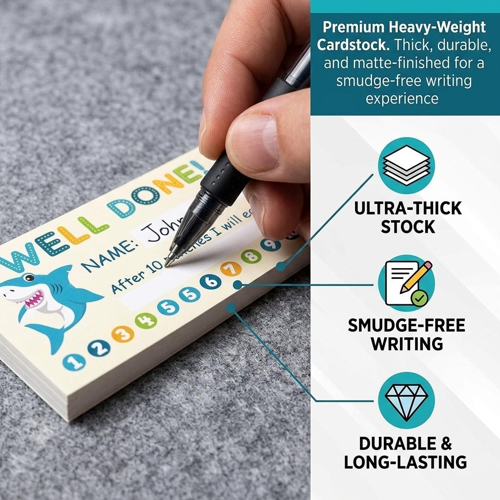 Points Punch Card (Business Card), Reward Motivation Card, Matte Finish, Colorful Design, Blank Back for Writing, Classroom/assignment/homework/business Points Record