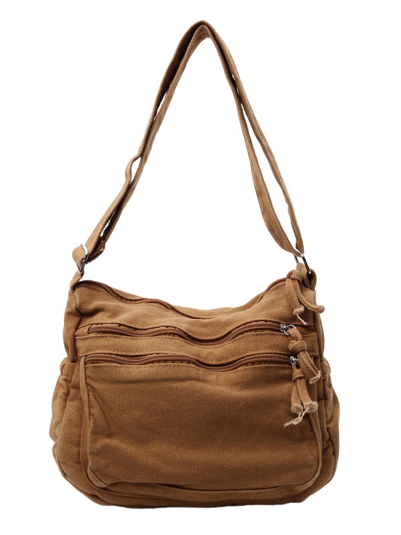 Niche design retro denim washed shoulder messenger bag, multiple zipper pocket design adjustable shoulder strap messenger bag, workwear style fashion trend versatile multi-color selection, suitable for daily commuting, Canvas Crossbody Bag, etc.