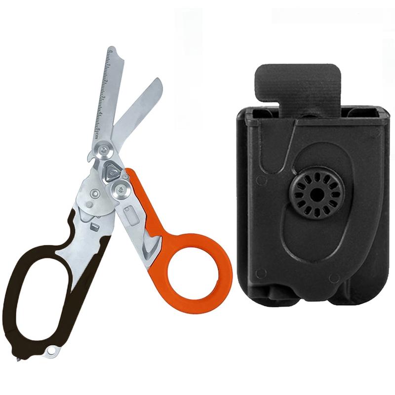 Portable Folding Scissors with Sheath (2 Counts/set), Multifunctional Stainless Steel Scissors, Outdoor Camping Tool, EDC Tool, Cutting Supplies