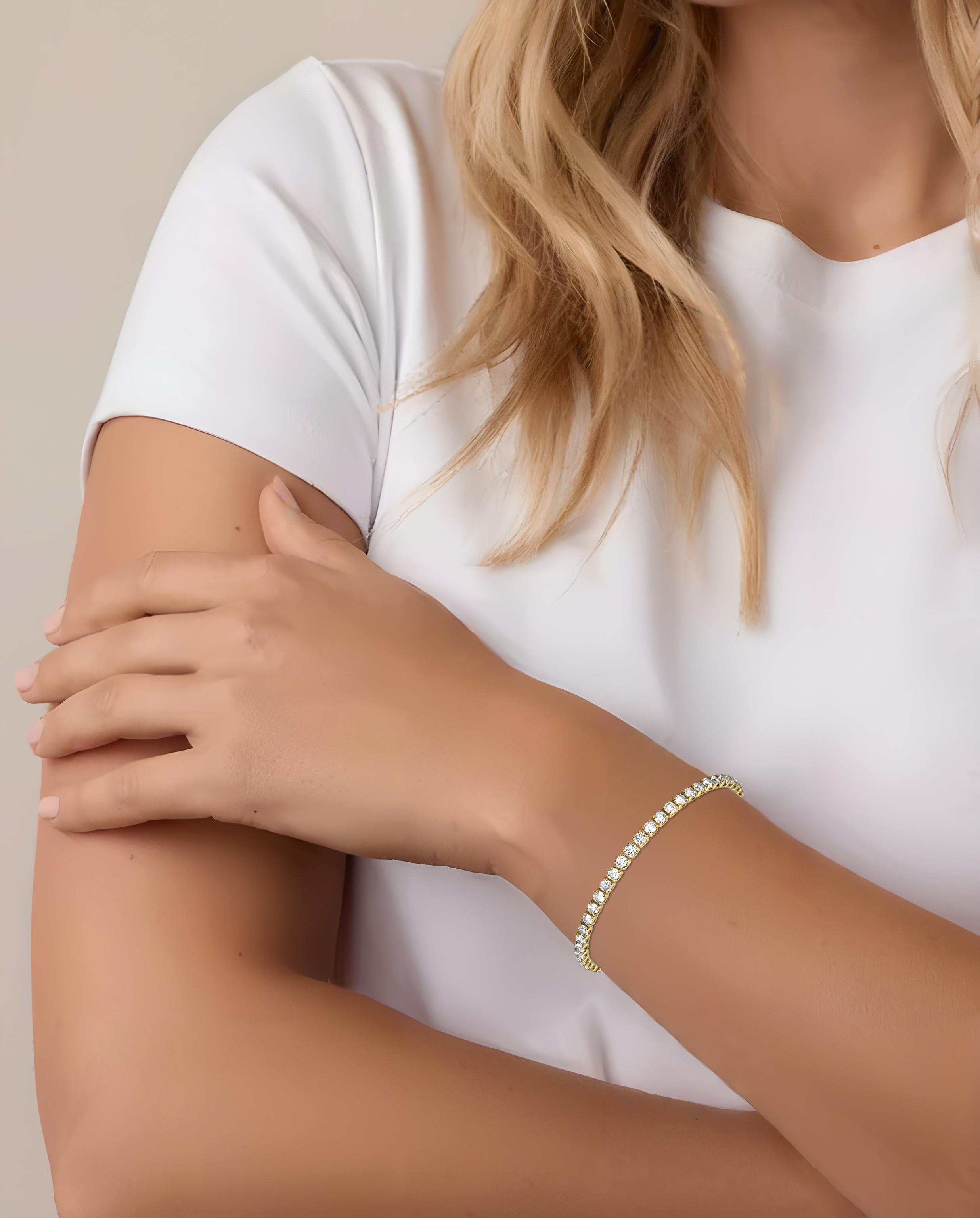 Aprilery Elegant Tennis Bracelet – Dainty Cubic Zirconia Jewelry with Lobster Clasp, Chic Gift Bangle for Women