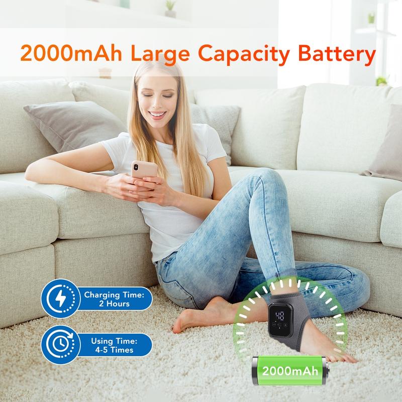 Heated Ankle Massager with Vibration, 3 Heating Levels, Foot Massage Device, Ankle Heating Pads, Heated Ankle Wrap for Sports Relax Home/Travel, Relaxation Aid