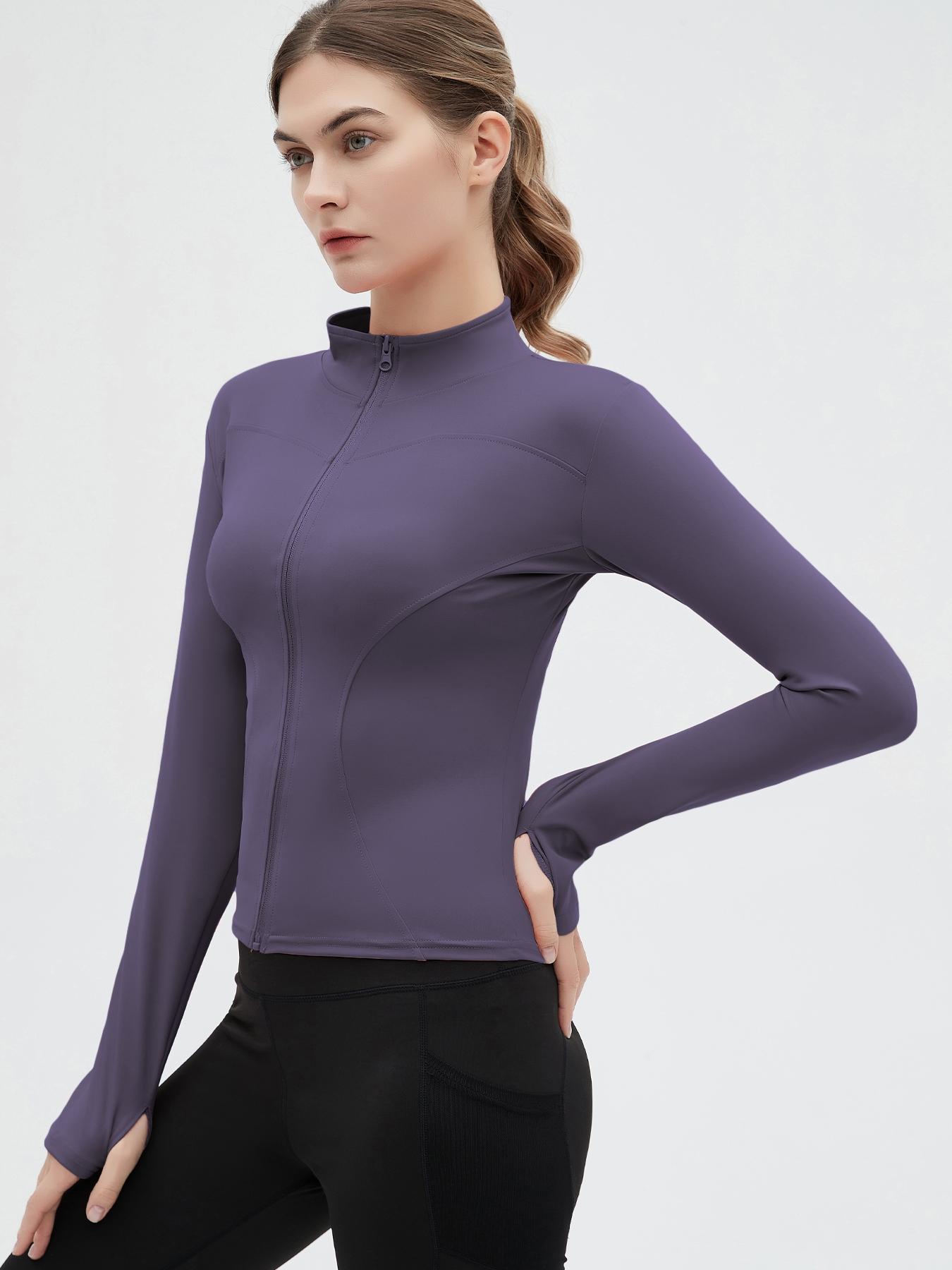 Women's Slim-Fitting Running Sports Jacket, Elastic Long Sleeve Yoga Zip Top, Casual Wear for All Seasons