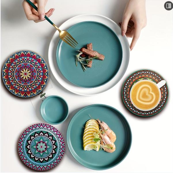 8-Piece Mandala Coasters Set, Wooden Coaster Collection, Perfect for Parties & Gatherings, Ideal for Bars, Offices, Homes, Size 3.94"x3.94"