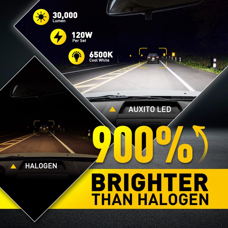 AUXITO 2025 Upgraded 30000LM LED Headlight Bulb ,Fog Lights,with Cooling Fan,H11 9005 9006 9007 H4 H7 H13 9012 D1S D2S D3S D4S D5S,Canbus Ready,Plug-and-Play ,Pack of 2
