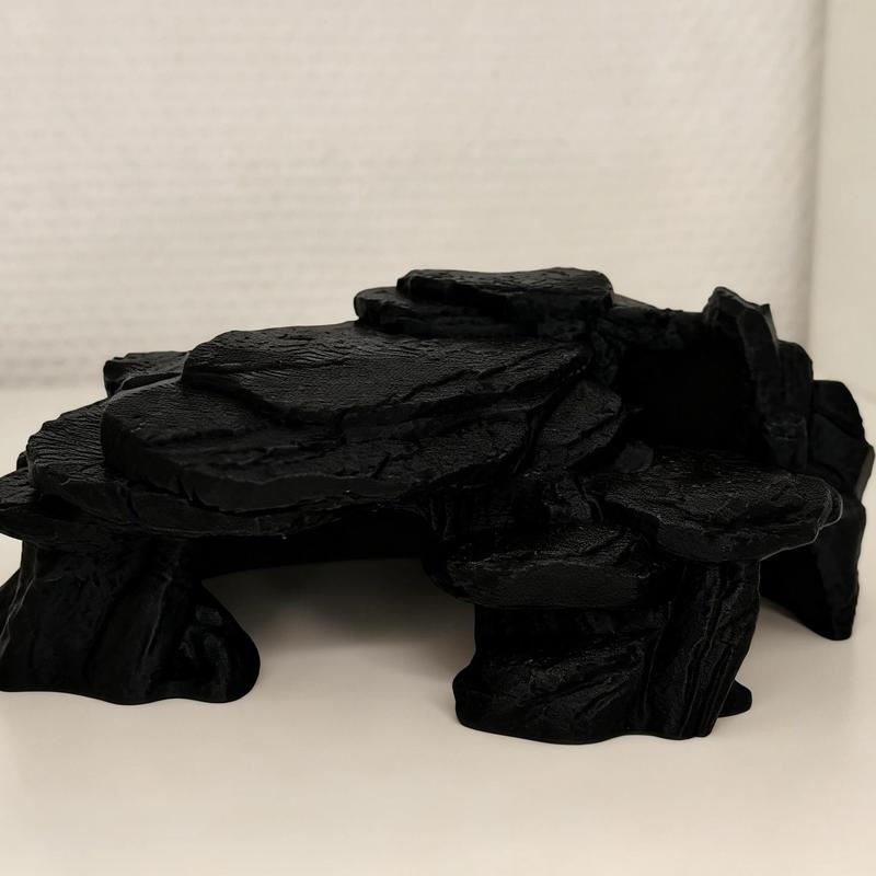 Rock Texture 3D Printed Hide Cave, Small Biotope Fish Tank Decor, Safe Hiding Spot for Aquatic Pets, Aquarium Ornament