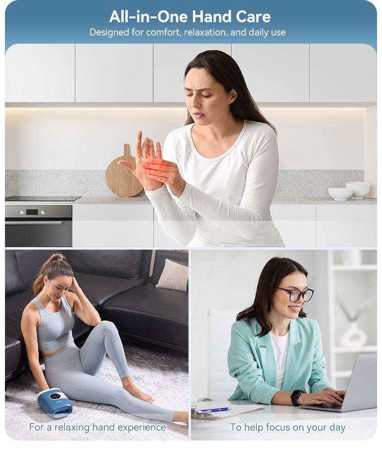 CINCOM Upgraded Hand Massager, Cordless Finger Soother with Customizable Settings，, Rechargeable with Comfort Warmth, Provides Ultimate Relaxation, Wonderful Gift for Black Friday, Thanksgiving, Christmas, Birthdays & More