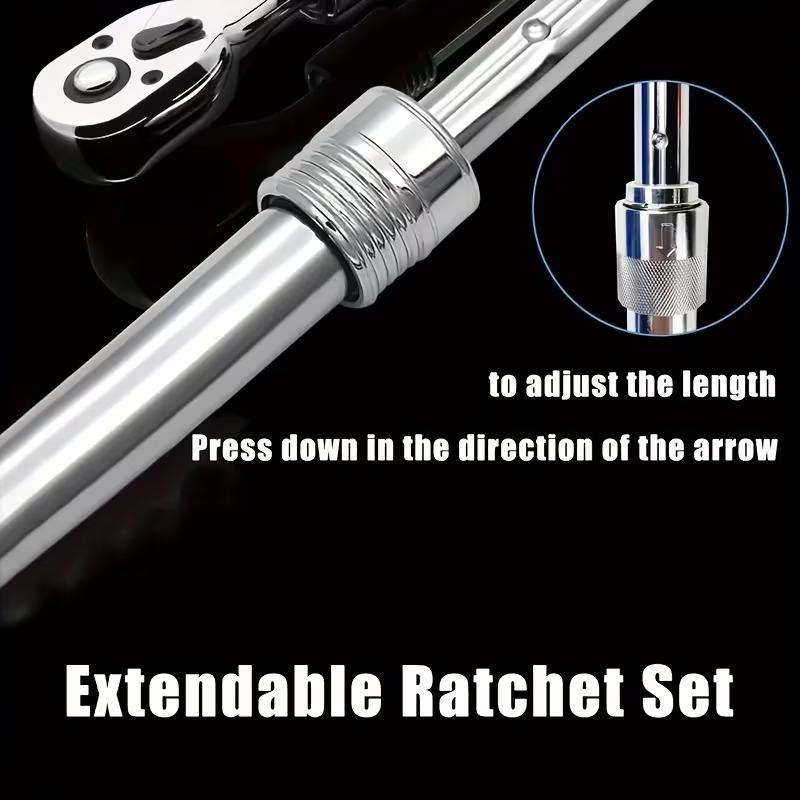 72-Tooth Extendable Ratchet Wrench – Durable Alloy, Multi-Size Quick-Socket, Ergonomic for Auto Repair & DIY