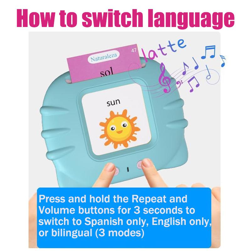 Spanish & English Talking Flash Cards for Boys and Girls Bilingual Spanish English, Learning Cards Sensory Sight Words Toys,Speech Training Toys, Educational Montessori Learning Interactive Talking 224 Sight Words Flash Cards Toys Christmas Gifts