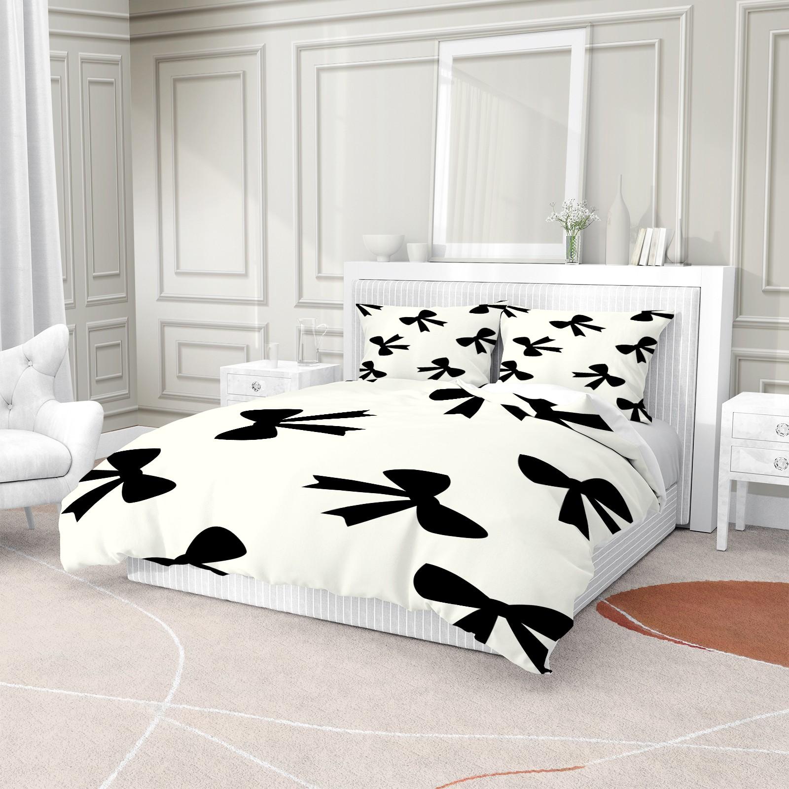 2/3 Pcs Cute Bowknot Duvet Cover Set, Pastel Ribbon Bedding Set for Girls Bedroom, Elegant Warm Gift for Women, Filling Not Included