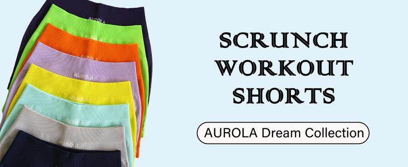 AUROLA 3 Pieces Pack Set Dream Workout Shorts for Women Seamless Soft Smooth Gym Yoga Scrunch Active Shorts