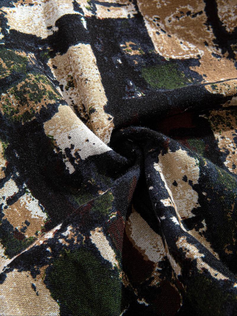 Men's Random Print Drawstring Waist Harem Pants, Casual Beach Pants, Boho Casual Comfy Elastic Waist Trousers for Spring & Fall, Men's Bottoms for Daily Wear