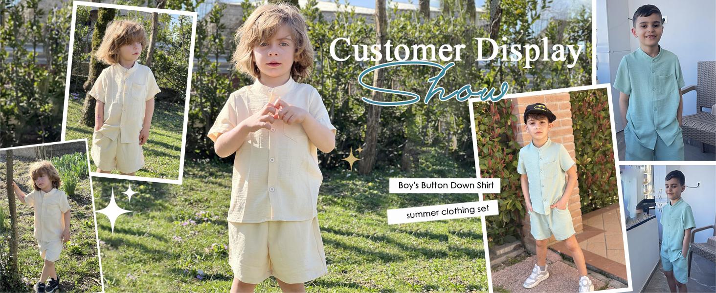 Cute Girls Children Apparel Arshiner Toddler Boys 2 Piece Set Short Sleeve Button Down Shirt and Shorts Vacation Texture Outfits with Pocket 2-13 Years