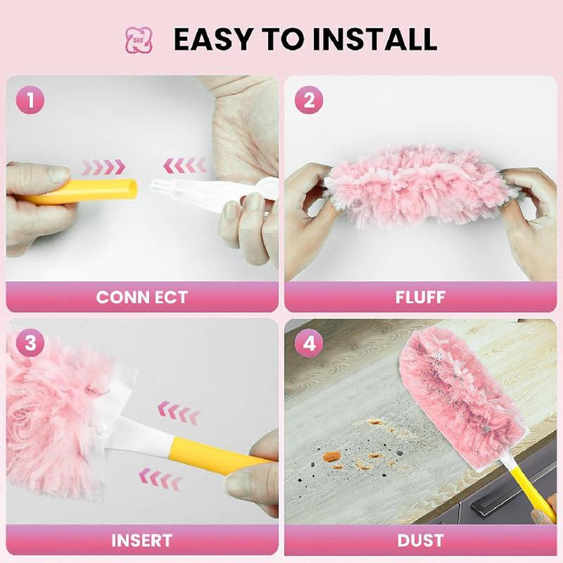 Duster Set, 1 Set Duster with Replacement Head & Handle, Household Cleaning Tool for Home Car Office Dormitory Kitchen Bathroom Cleaning Supply, Home Cleaning Products