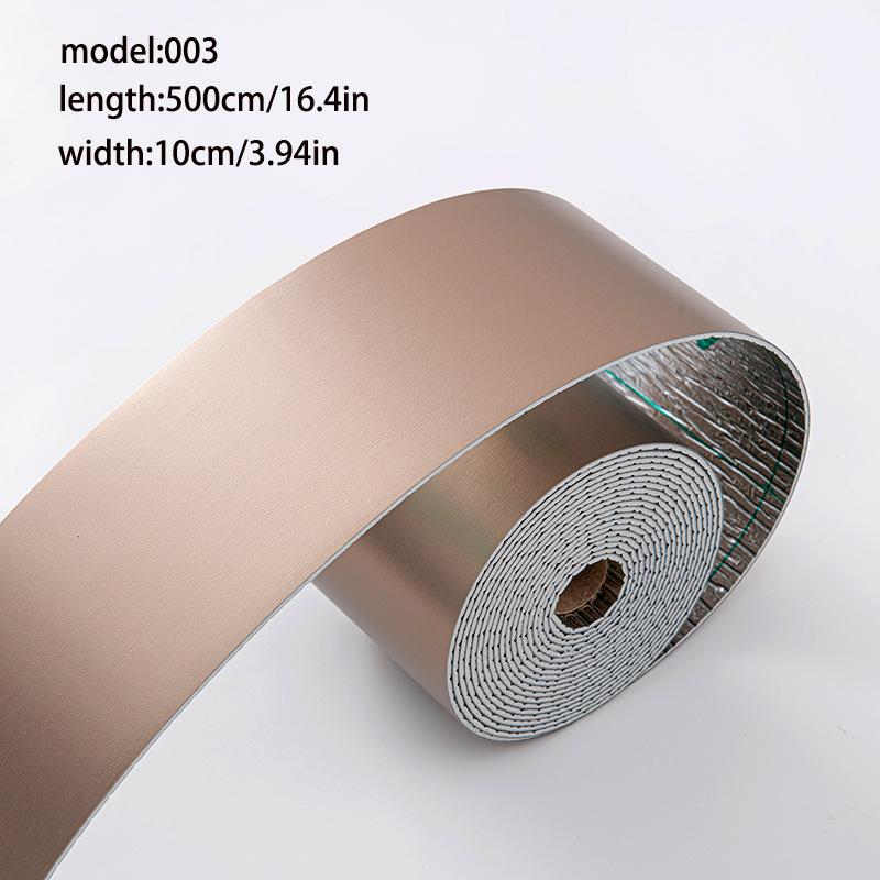 2 Rolls Self-Adhesive Baseboard Trim, Waterproof Moisture-Resistant No Drill Wall Corner Strip, Anti-Mold Floor Line Wallpaper for Kitchen Bathroom Living Room
