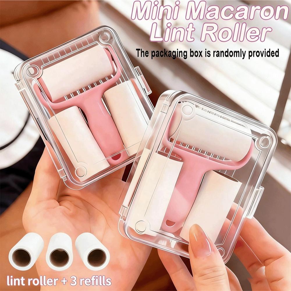 2-Set Convenient Mini Dust Removal Roller Set - 1 Handle + 3 Refill Rollers, Strong Adhesive for Pet Hair Removal, Easy to Use, Reusable Handle, No Electricity Required, Suitable for Pets, Clothes, Carpets, and Car Seats, An Essential for Pet Owners