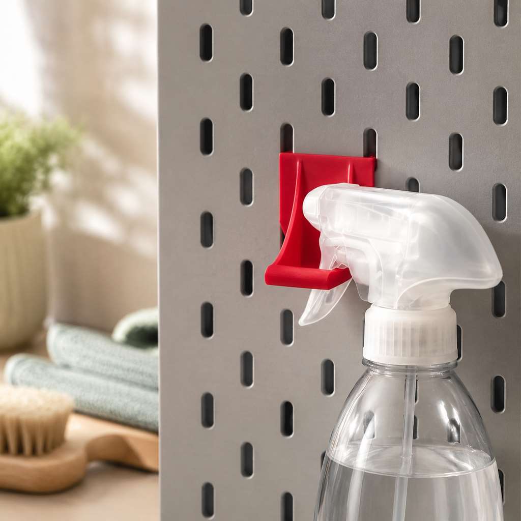 Spray Bottle Holder Fit Skadis Pegboard Wall Mount Cleaning Liquid Bottle Hanging Storage Rack Organizer
