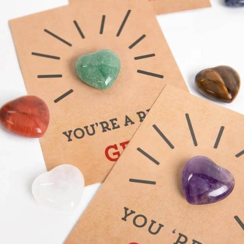 Classroom Gift Exchange Set, 24 Pre-Printed Cards & 24 Heart-Shaped Gems, DIY Customizable, Perfect for School Activities, Boys Girls, Birthday Gifts