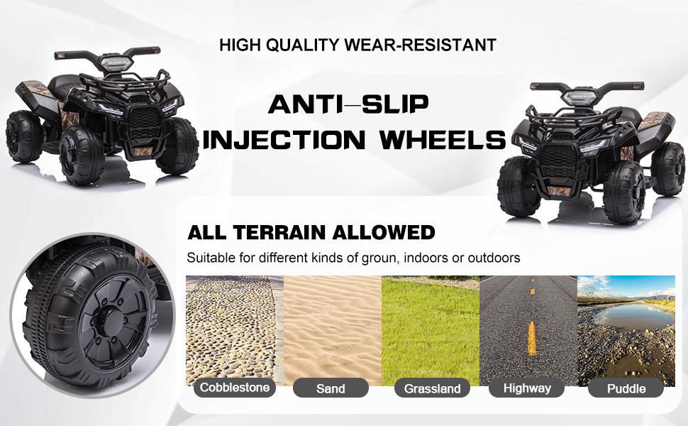 Bobike Kids Ride on ATV 6V Battery Powered Electric Vehicle 4 Wheeler Quad with Headlights MP3 USB Volume Control Large Seat Electric Ride on Toys Best Gifts for 18-36 Months Boys & Girls Trike - Motorcycle