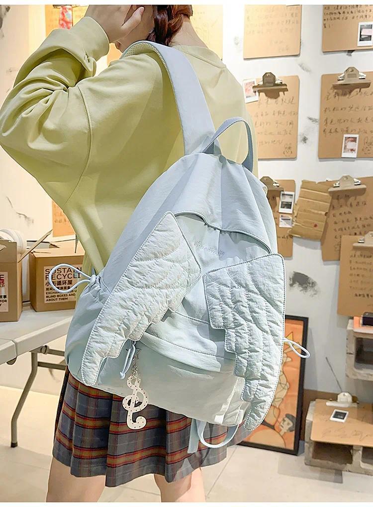 Angel's Wings Backpack for Girls Fashion School Bag for College Students Women Large Capacity Book Bag Lady mochila femininas