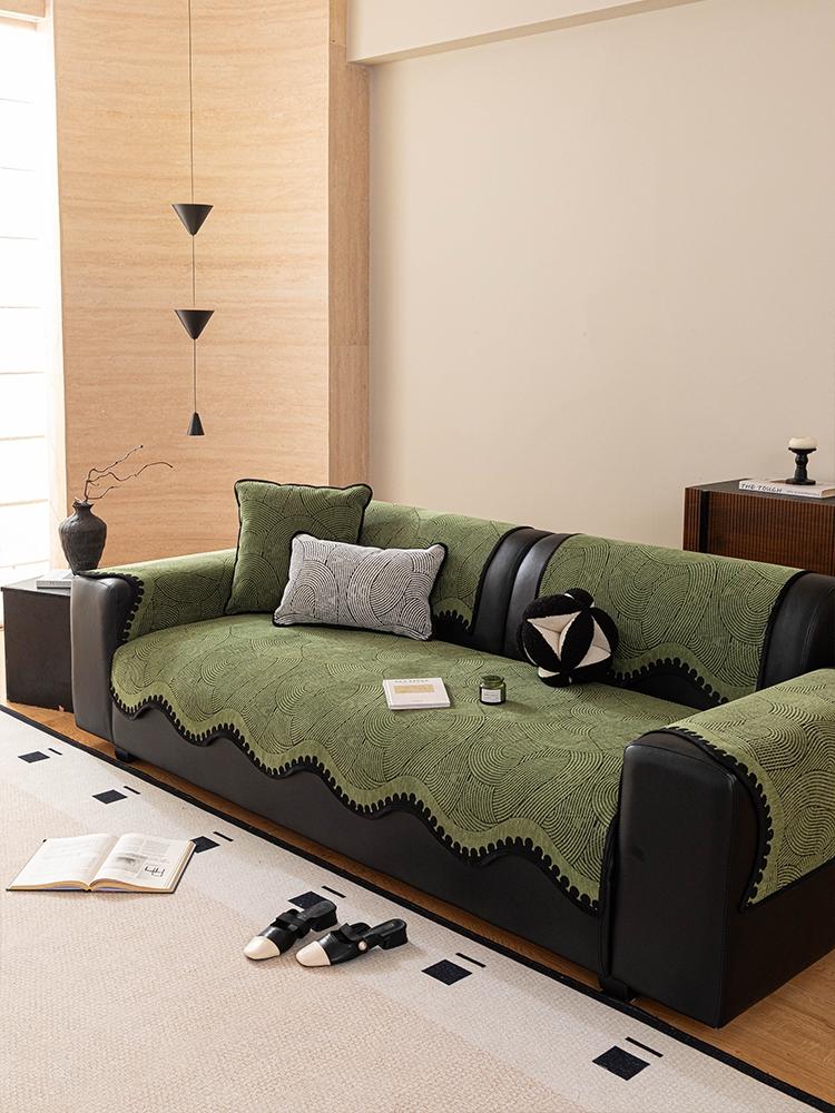 Vintage Style Chenille Sofa Pad, Cat Scratch Proof Sofa Protector, All-Season, Suitable for Living Room, Bedroom, Office, 100% Polyester Fiber