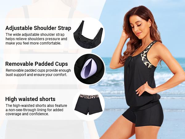 Daci Aqua Floral Women Two Piece Tankini Set - Two Piece Tummy Control Bathing Suits Top with Shorts 2026 Swimsuits Swimwear