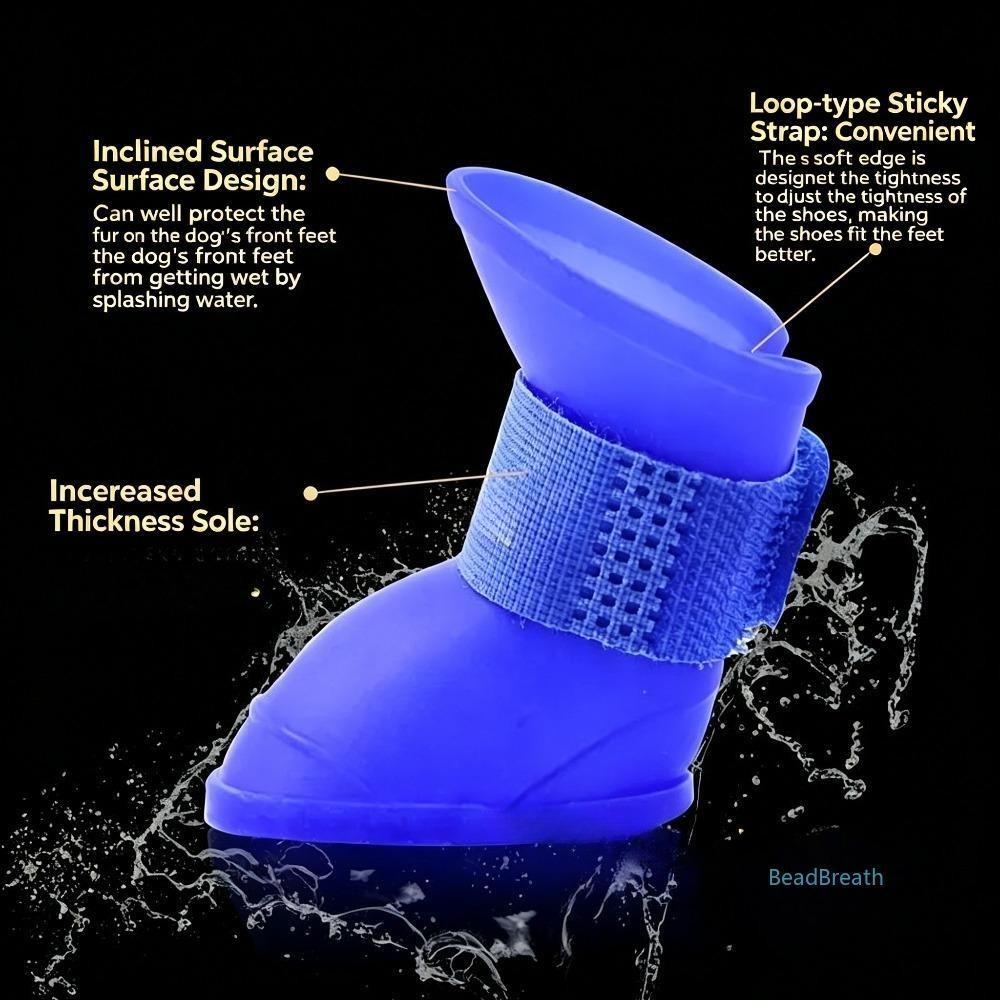 Soft Silicone Dog Rain Boots, Anti-slip Dirt-proof Pet Shoes All Season Footwear for Large Breeds