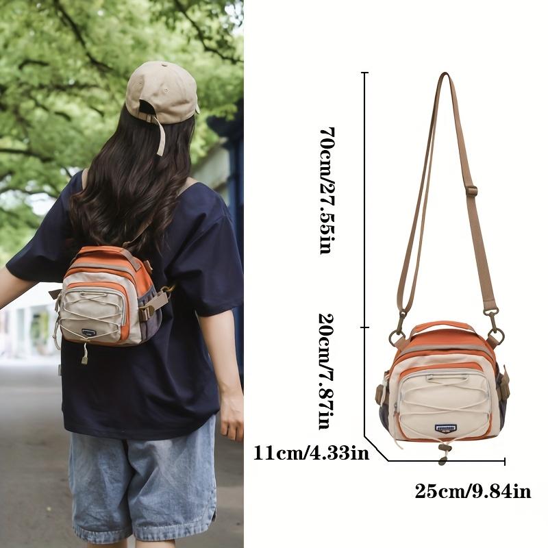 Color-Block Travel Backpack, Women's Multi-Functional Multi-Pocket Drawstring Bag, Unisex Luggage for Middle School Students, Draw String Bag