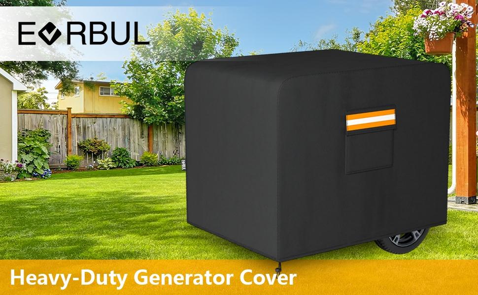 Generator Cover, 26”L x 20”W x 20”H Heavy Duty Waterproof 420D All-Weather Generator Cover with Storage Pocket Compatible with Most Generators 3000-5000 Watt (Black)
