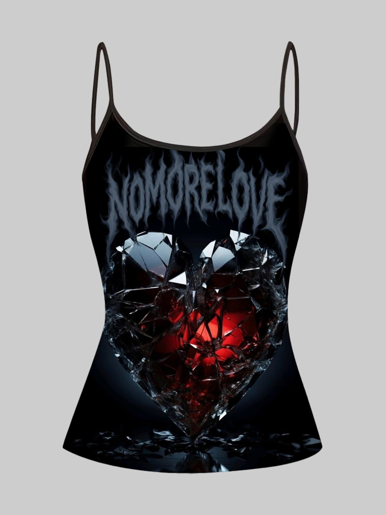Gothic Skull Heart Cross Print Straps, Dark Sexy Slim-Fitting Top Set of Three, Casual Sleeveless Clothing for Women